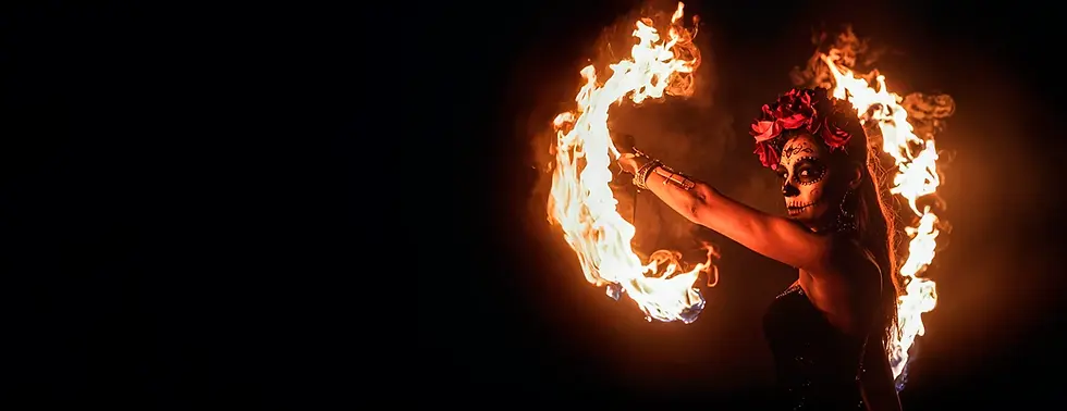 show de fuego para día de muertos en Chambao Los Cabos