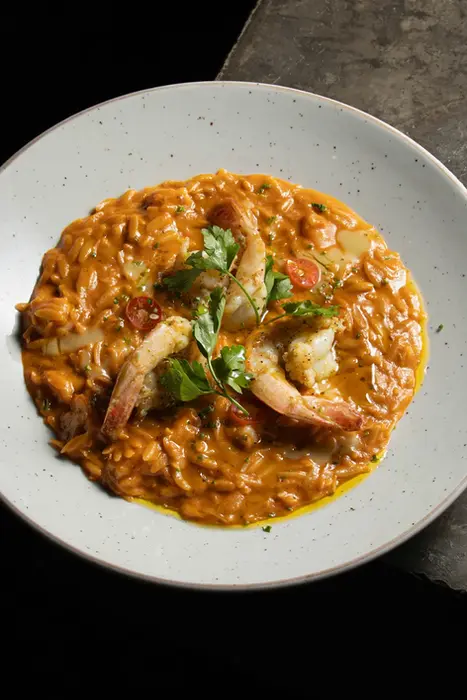 Pasta Orzo con Camarón
