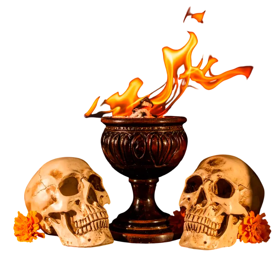 Skulls with incense